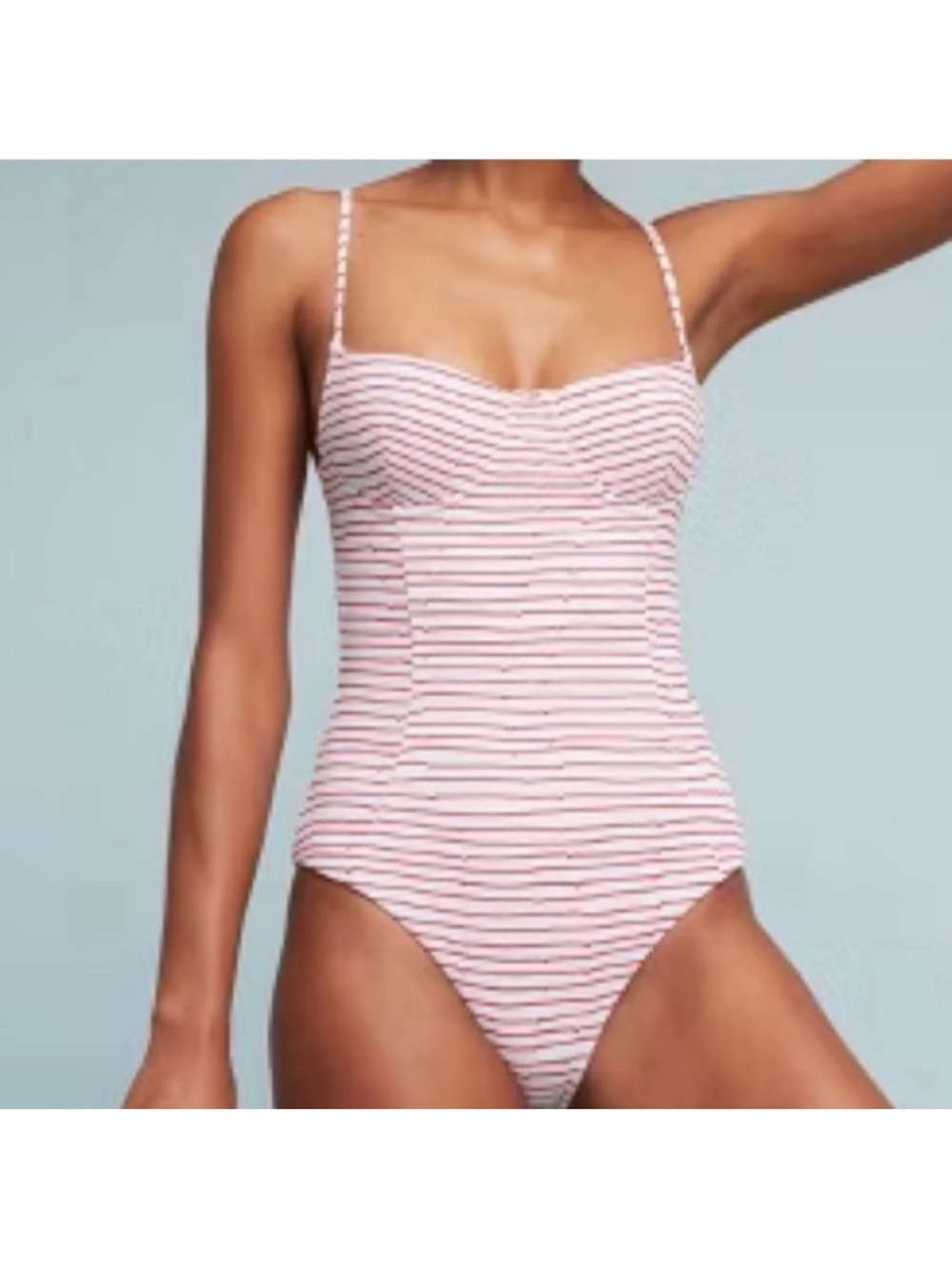 Onia Swimsuit One Piece Size Small Red White Horizontal Stripe Underwire Shelf